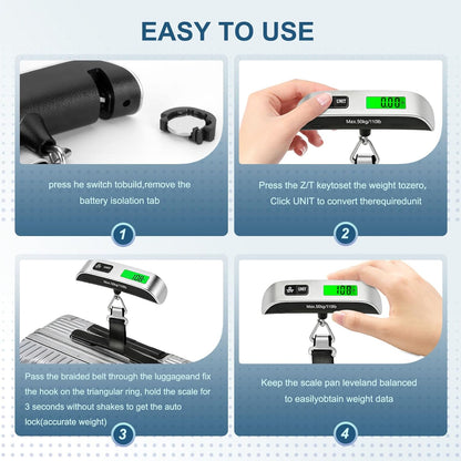 110lb Suitcase Weight Scale for Travel with Backlit LCD Display