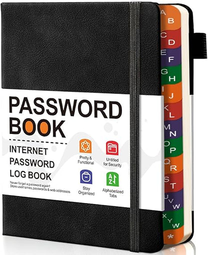 B6 Colorful Indexed Password Book with Alphabetical Tabs