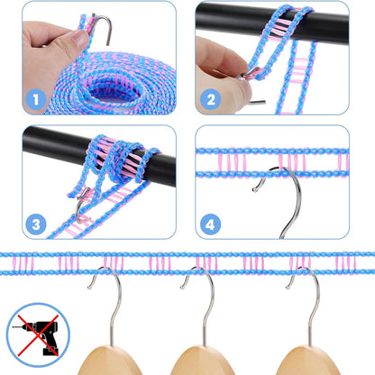 3-Pack Windproof Clothesline with Hooks – Super Strong and Durable