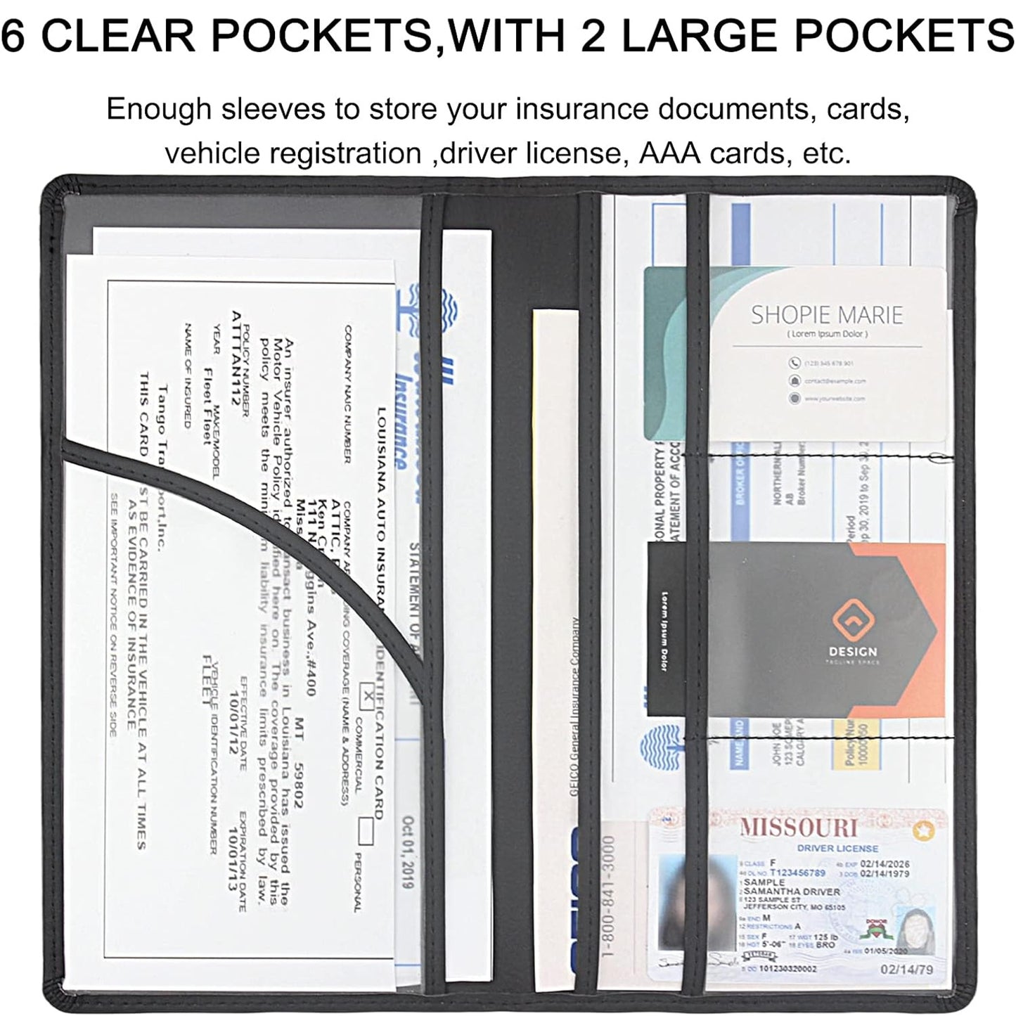 Car Registration & Insurance Card Holder - Magnetic Closure Vehicle Organizer