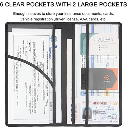 Car Registration & Insurance Card Holder - Magnetic Closure Vehicle Organizer