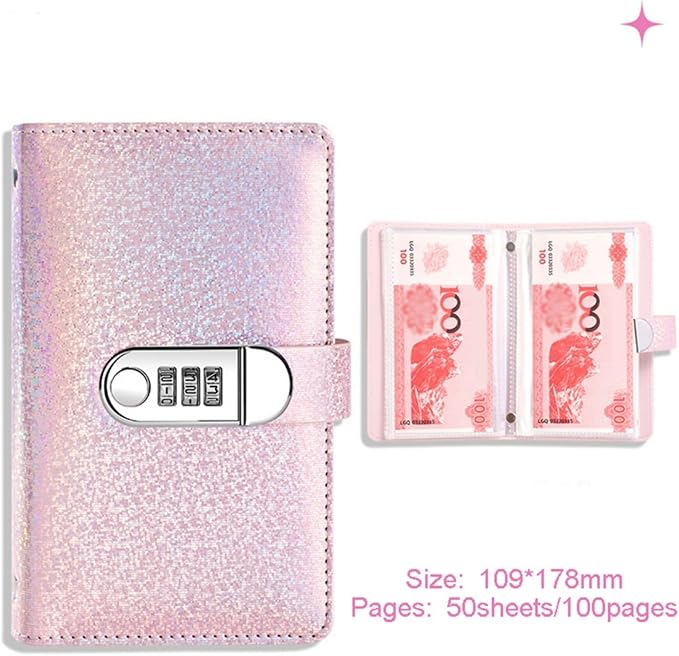 100 Pockets Money Saving Challenge Book with Password Lock
