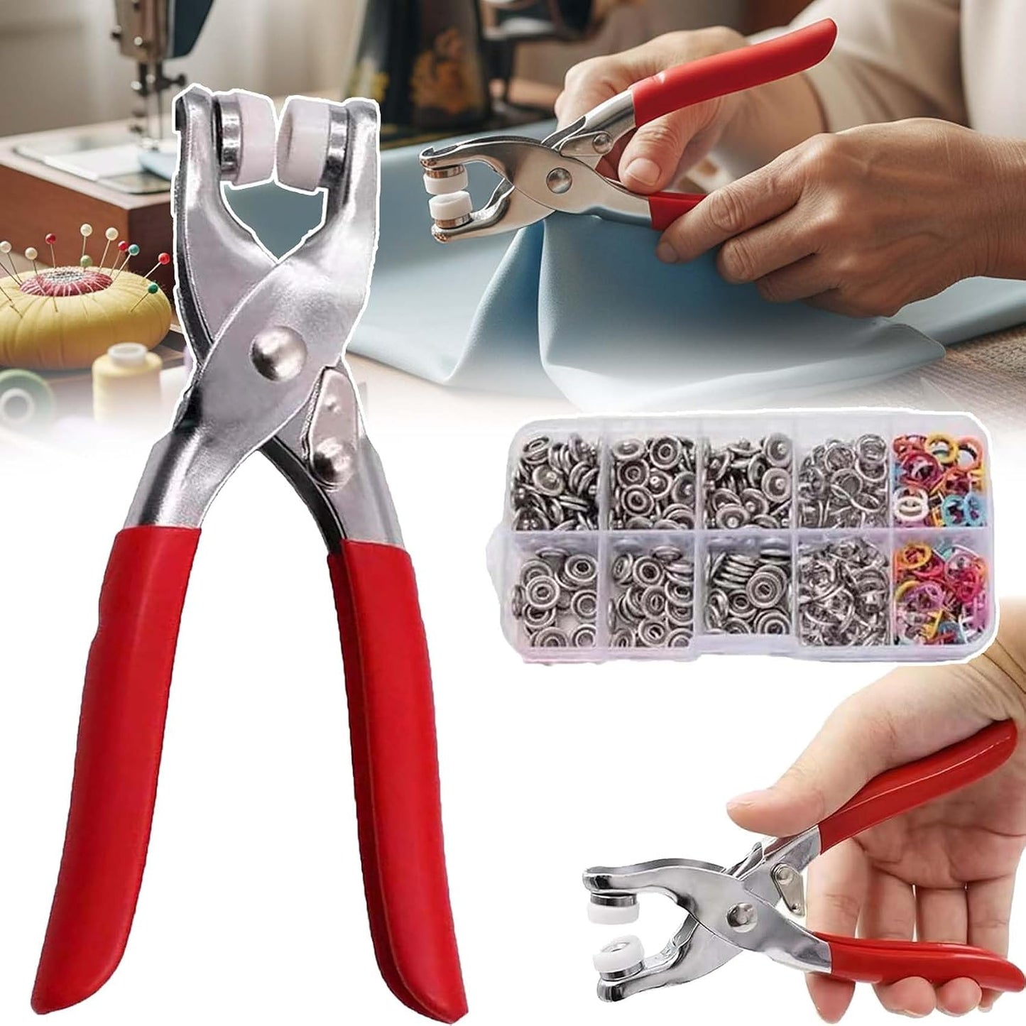 Manual Pressure Pliers with 100pcs Invisible Colored Metal Buckle