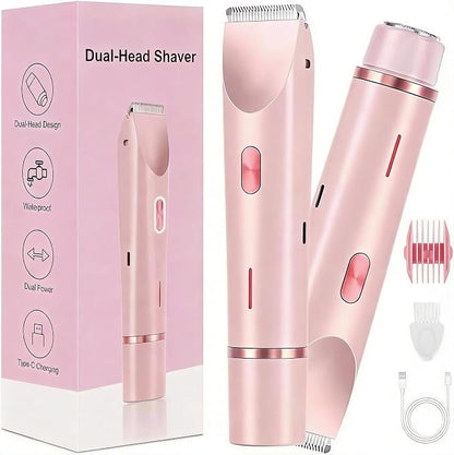 2 in 1 Dual Head Cordless Bikini Trimmer for Women Waterproof Painless Hair Removal