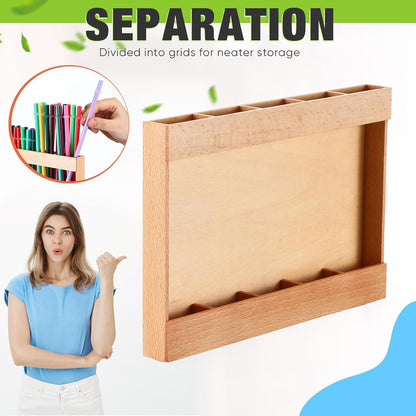 Wooden Straw Holder for Cabinet Door with Double Sided Adhesive Tape Tumbler Straw Organizer