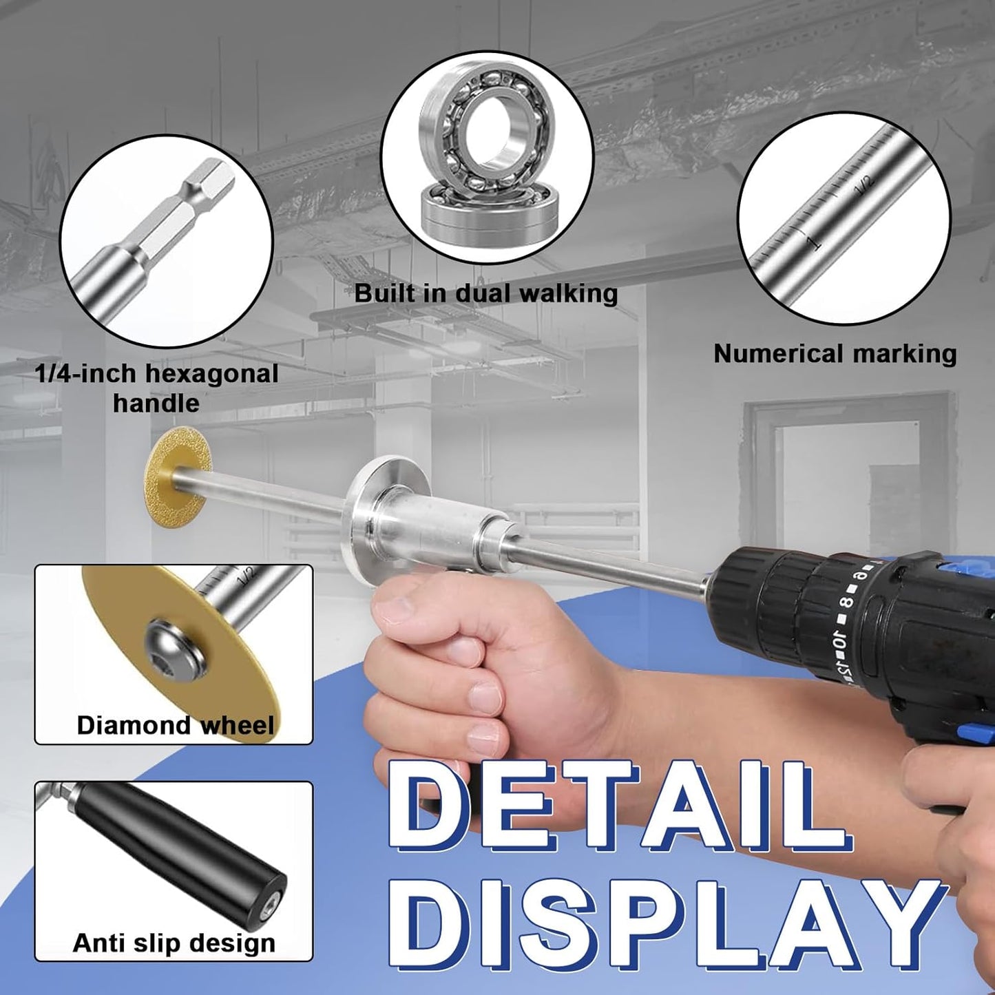 Versatile Inside Pipe Cutter for PVC Pipe with Diamond Grit Cutting Wheel & Handle