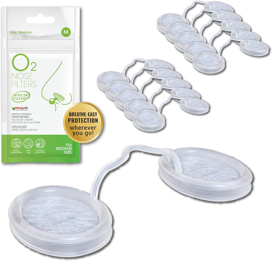 10 Pack Nose Filters with 3M Filtration - Nasal Screens for Allergies, Dust & Smoke