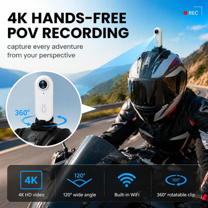 4K Mini Action Body Cam Thumb Sports Camera Hands Free Waterproof