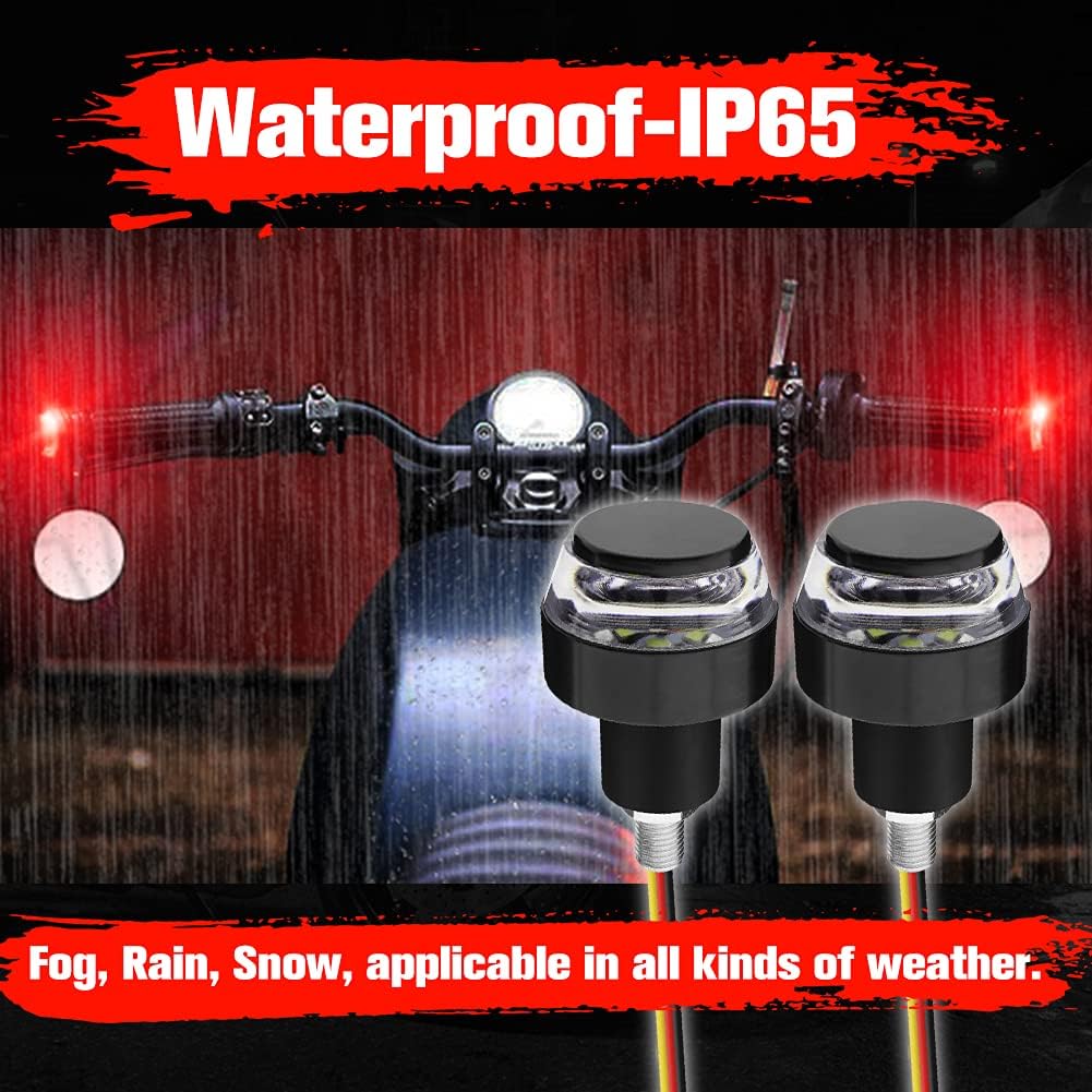 2 PCS Motorcycle Handle Bar End Light Dual Color Turn Signal Light