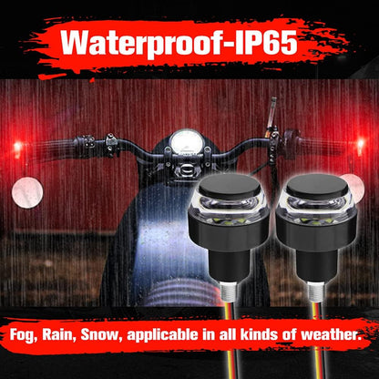 2 PCS Motorcycle Handle Bar End Light Dual Color Turn Signal Light
