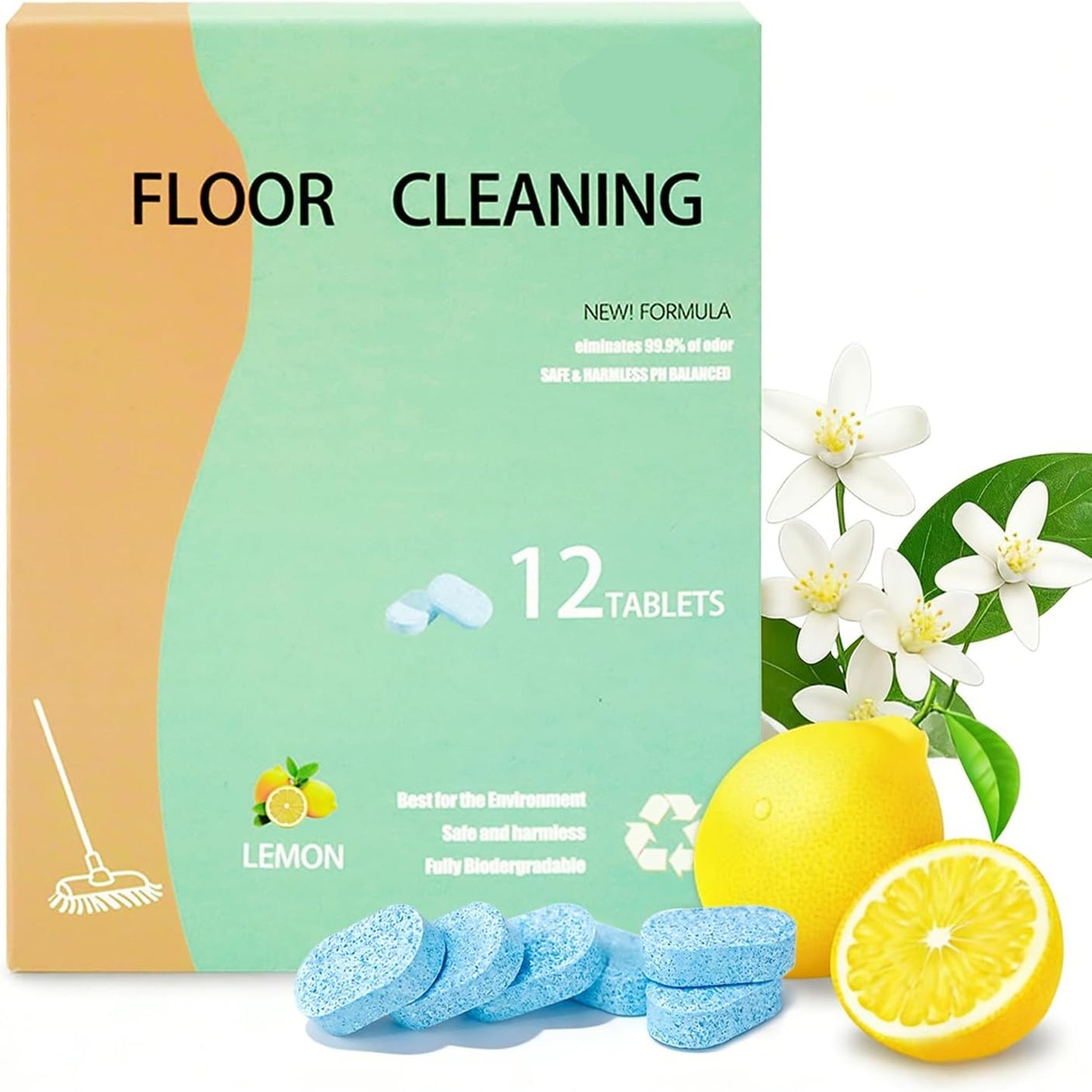 12pcs Floor Cleaning Solution Tablet Deep Cleans for Multiple Hard Floors