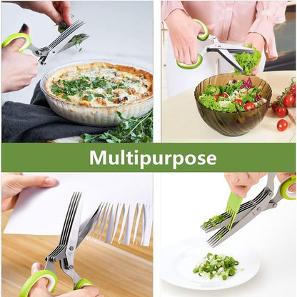5 Blade Stainless Steel Kitchen Scissors with Cleaning Comb