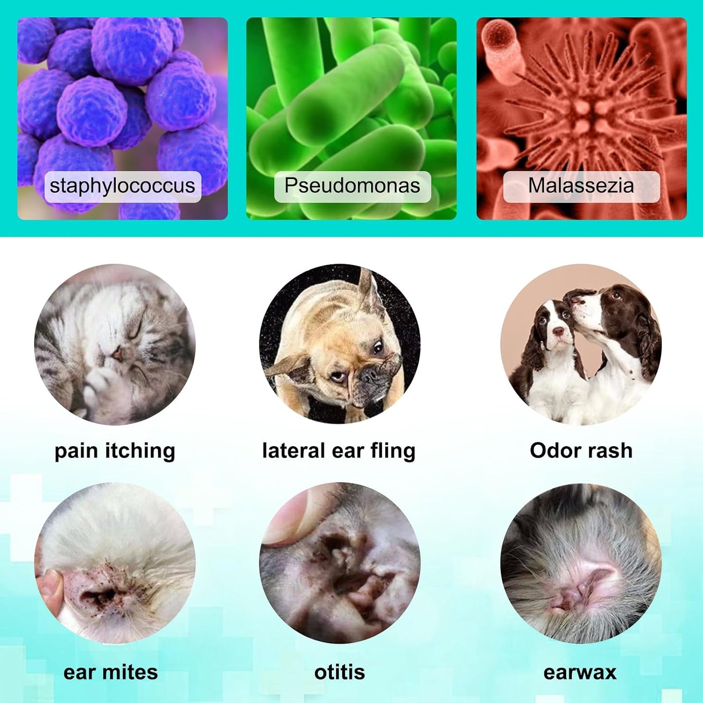 Pet Ear Mites Treatment 2PCS for Dogs & Cats ,Kills on Contact & Soothes Itching