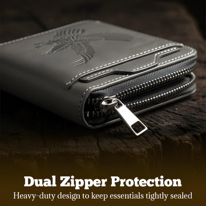 Men's Vintage Eagle Embossed Leather Wallet