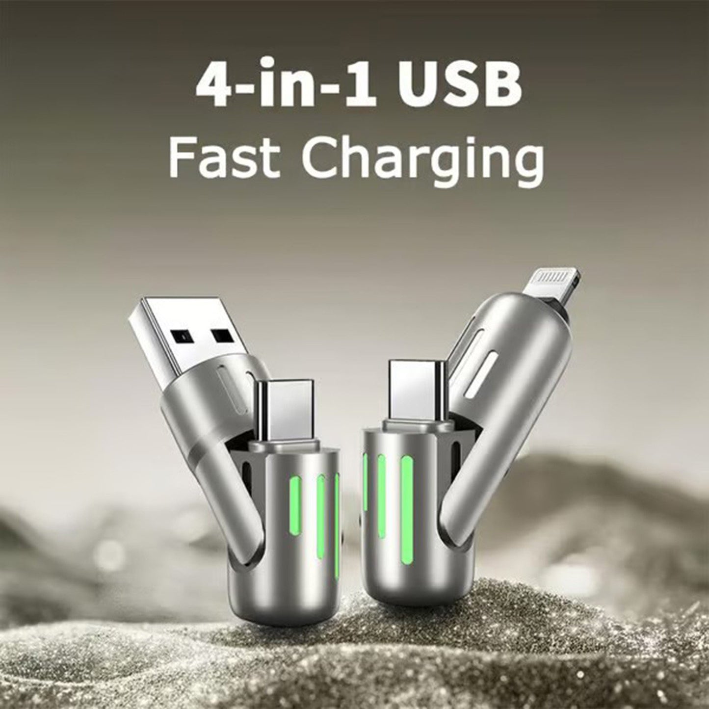240W 4 in 1 Charging Cable 6.6FT, USB A/C to C/Lightning with Light iPhone Charger for iPhone