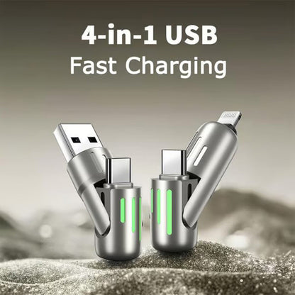 240W 4 in 1 Charging Cable 6.6FT, USB A/C to C/Lightning with Light iPhone Charger for iPhone