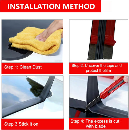 19.68Ft Car Windshield Weather Stripping, T Shape Adhesive Rubber Sealing Strip