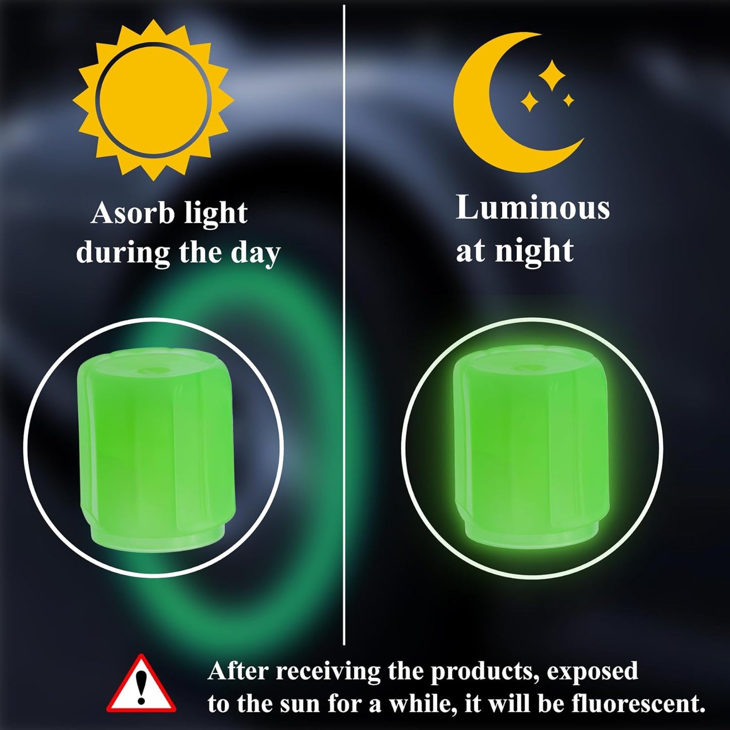 16PCS Fluorescent Tire Valve Stem Caps Universal Fit for Cars, Trucks, Motorcycles, Bikes & Bicycles