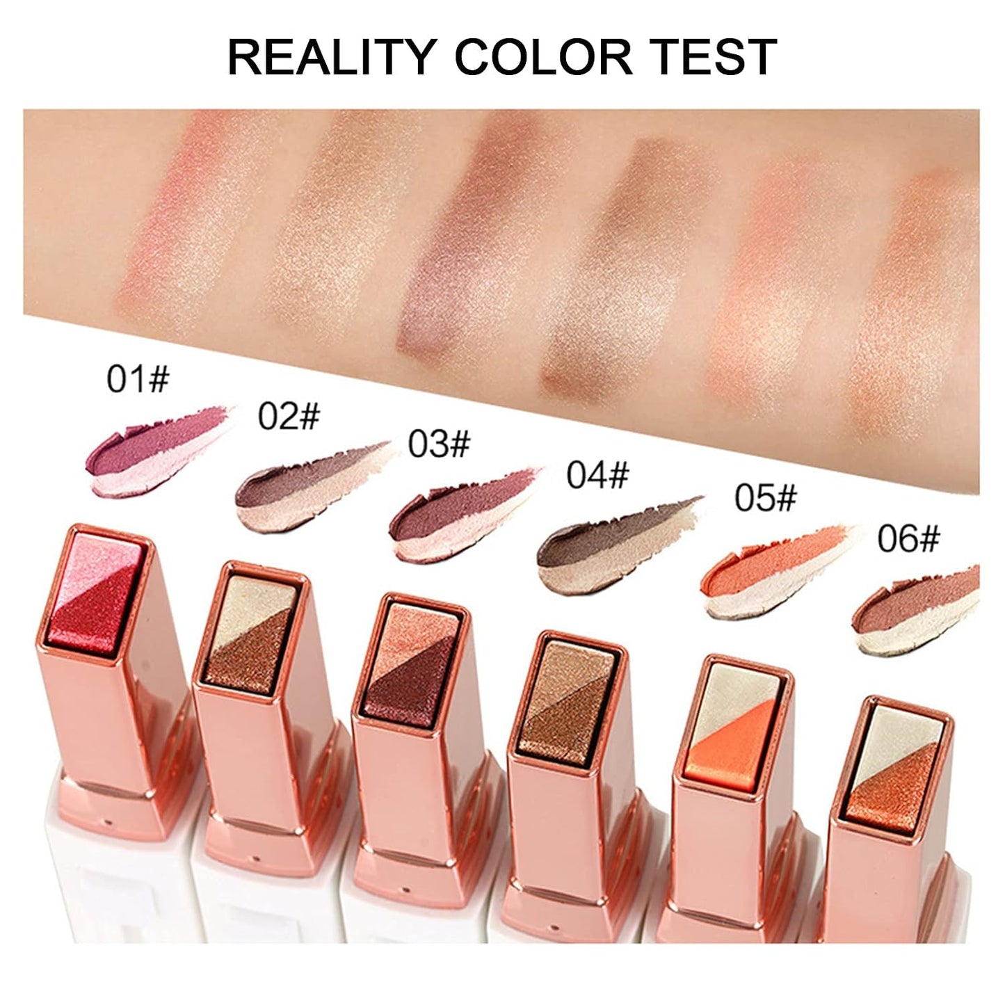6PCS Glitter Eye-shadow Stick Set, Two-Tone Shimmer Gradient Shadow