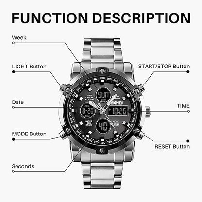 Mens Waterproof Military Analog Digital Business Watch
