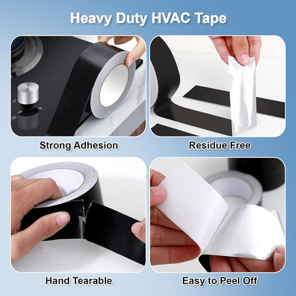 65 Feet Hot & Cold Shield Resistant Black Aluminum Foil Tape,for Pipe, Metal Repair, HVAC, Air Ducts, Insulation