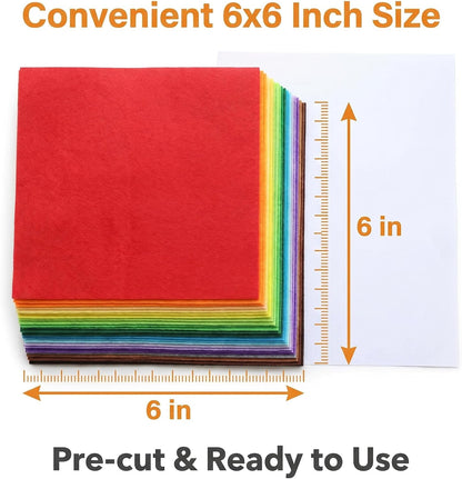 40 Pcs 6x6 Inch Colorful Craft Felt Sheets for DIY Projects, Sewing Art Supplies