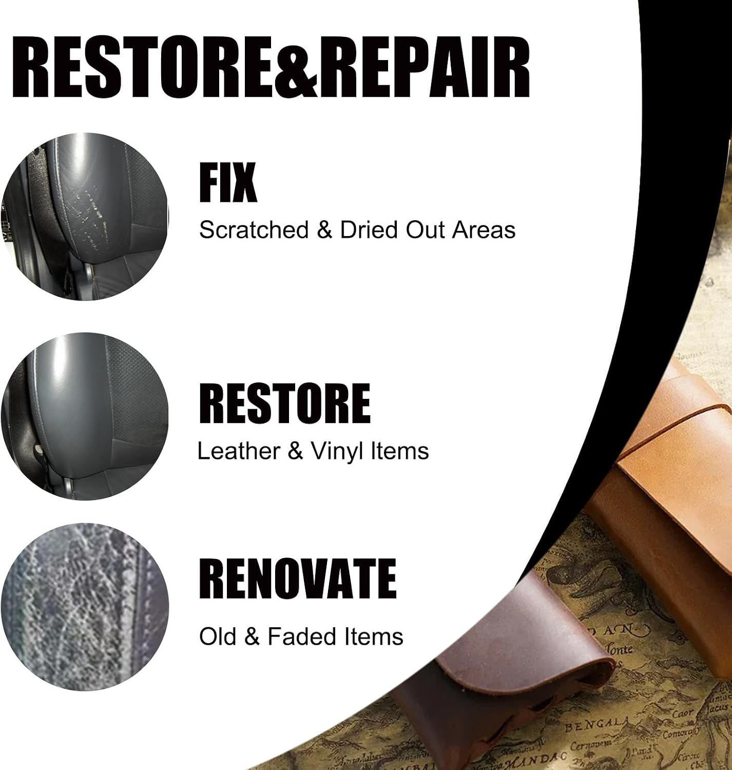 Leather Repair Paste Fills Scratches & Scuffs, Restores Texturefor Bags, Belts, Car Seats, and Armchair