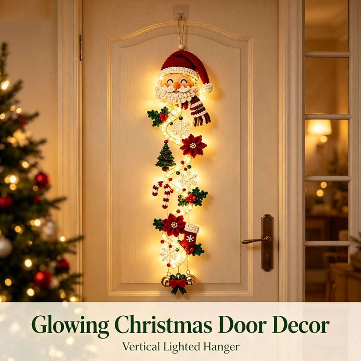 6 Styles Glowing Christmas Door Hanger, Lighted Christmas Door Hanger