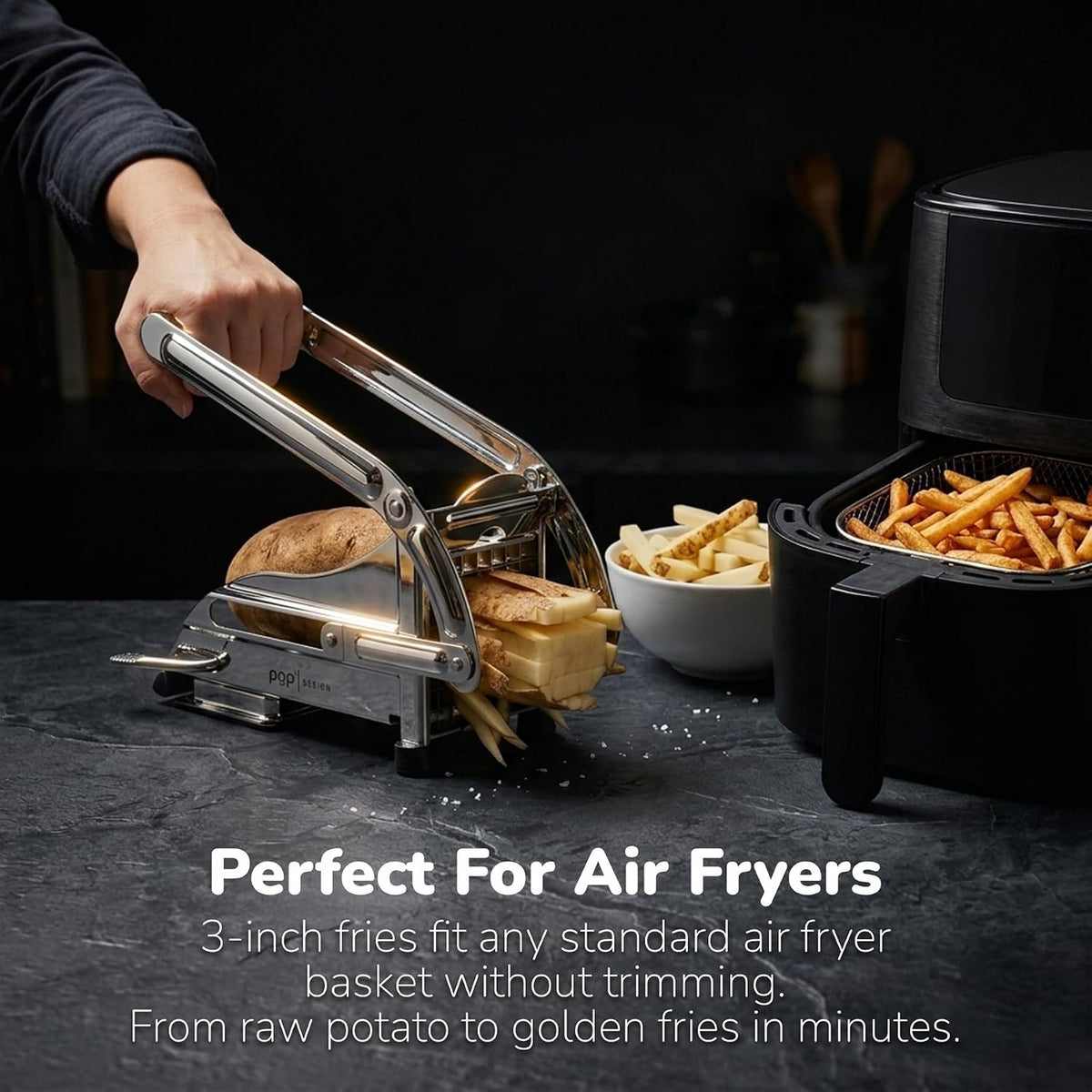 French Fry Cutter, Dishwasher Safe Stainless Steel Potato & Vegetable Slicer