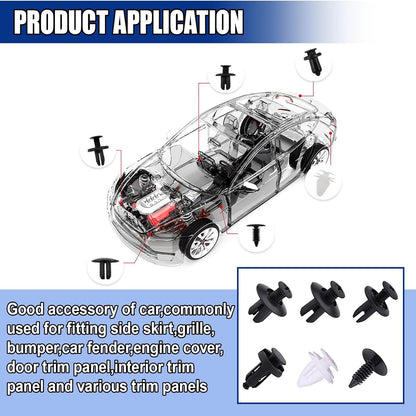 100PCS Car Bumper Retainer Clips | Automotive Body Trim Fixed Clip