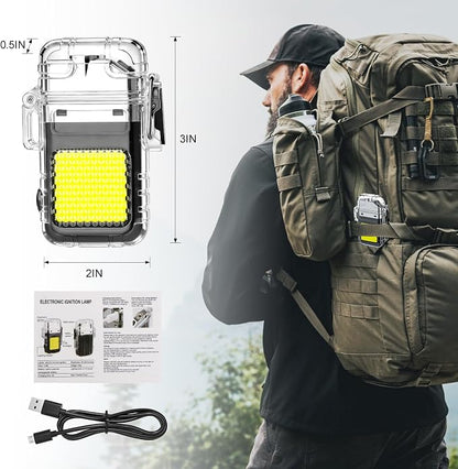 Electric USB Rechargeable Waterproof Lighter with Flashlight