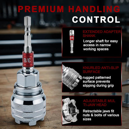 Adjustable Universal Socket Wrench for 3/8" Drive Ratchet Tool