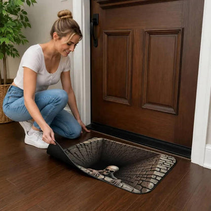 3D Skeleton Vortex Quilted Round Halloween Rug