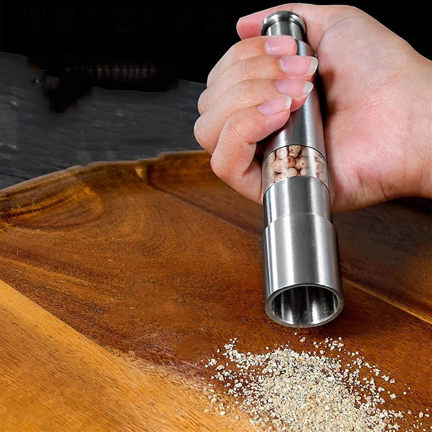 6" Stainless Steel Presto Push Salt and Pepper Mill