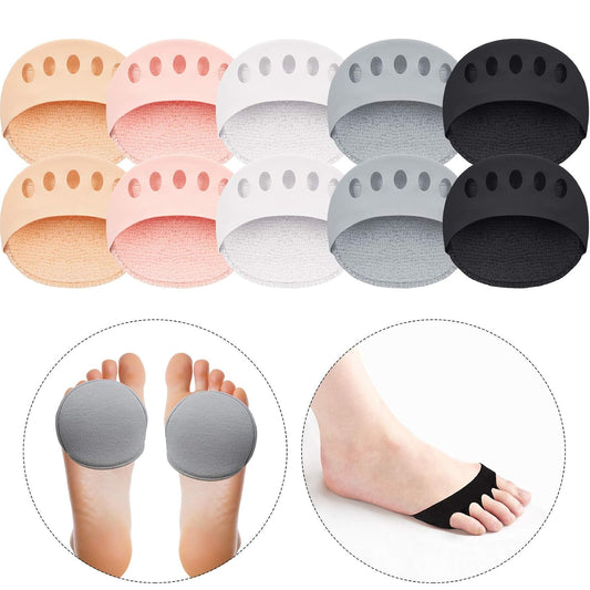 Forefoot Pads Honeycomb Fabric Metatarsal Cushions Ball of Foot Cushion Pads for Women , 5 Colors (5 Pairs)