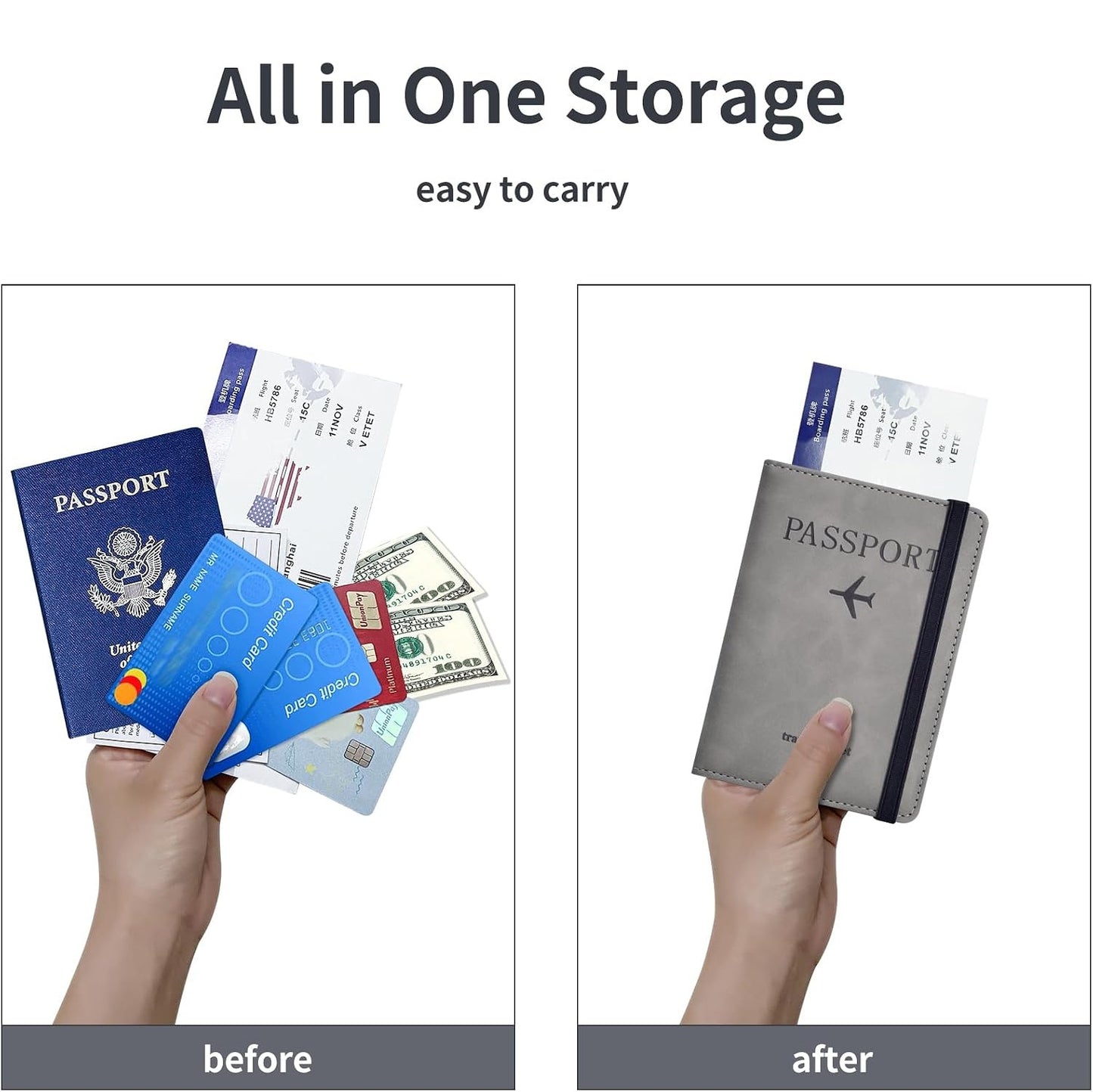 2026 New Combo Passport Holder with Credit Card and Boarding Pass Slots
