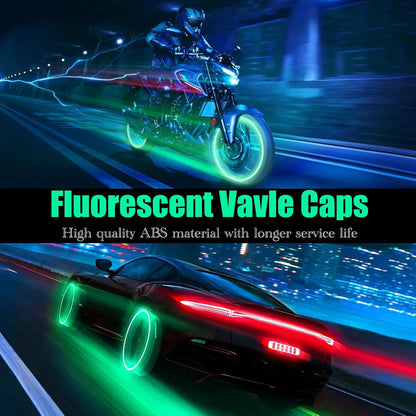 16PCS Fluorescent Tire Valve Stem Caps Universal Fit for Cars, Trucks, Motorcycles, Bikes & Bicycles