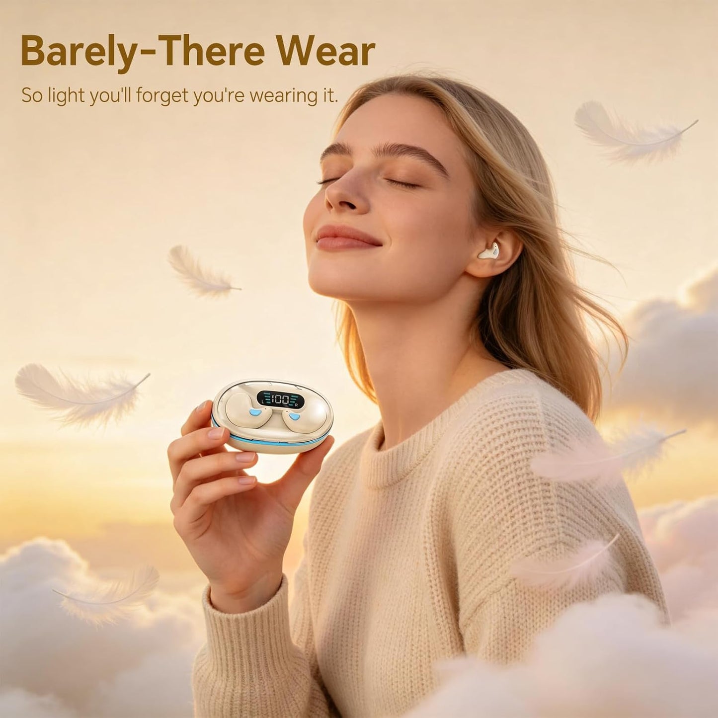 Wireless Sleeping Waterproof Noise Cancelling Flat Earphones
