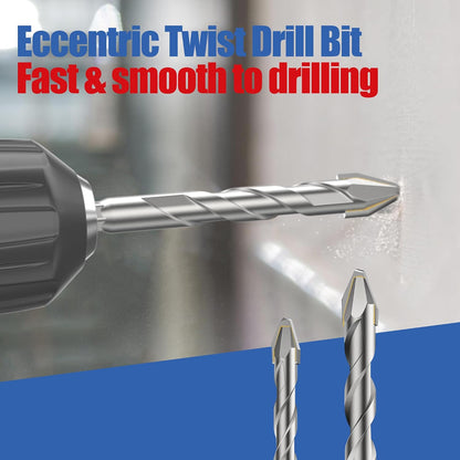 7Pc Eccentric Masonry Drill Bit Set for Tile, Glass, Brick, Plastic Cement