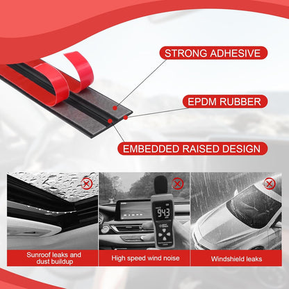 14mmx19.68Ft T-Shape Cuttable Windshield Rubber Seal Strip