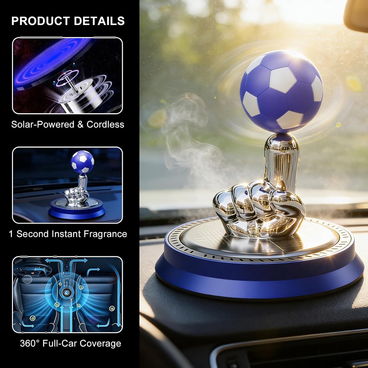 Solar Powered Rotating Soccer Car Air Purifier