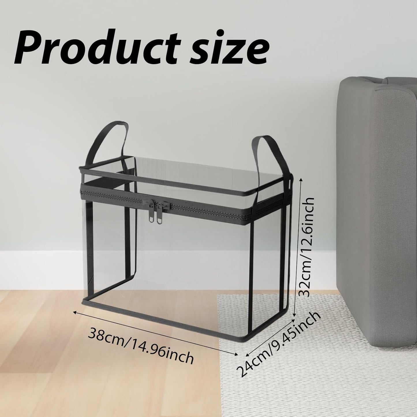 2 Pack Large Clear Thick Plastic Storage Box with Hinged Lid. for Clothes, Blankets and Books