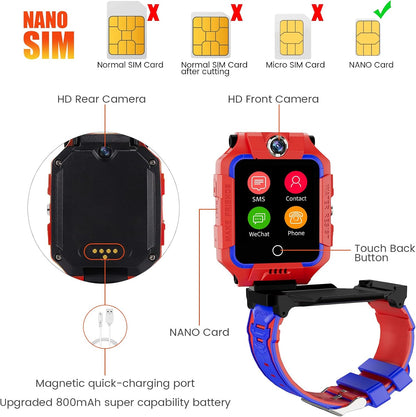 4G Kids Waterproof Smartwatch w GPS Tracker, Phone Watch & Video Chat for Age 3-14 Years