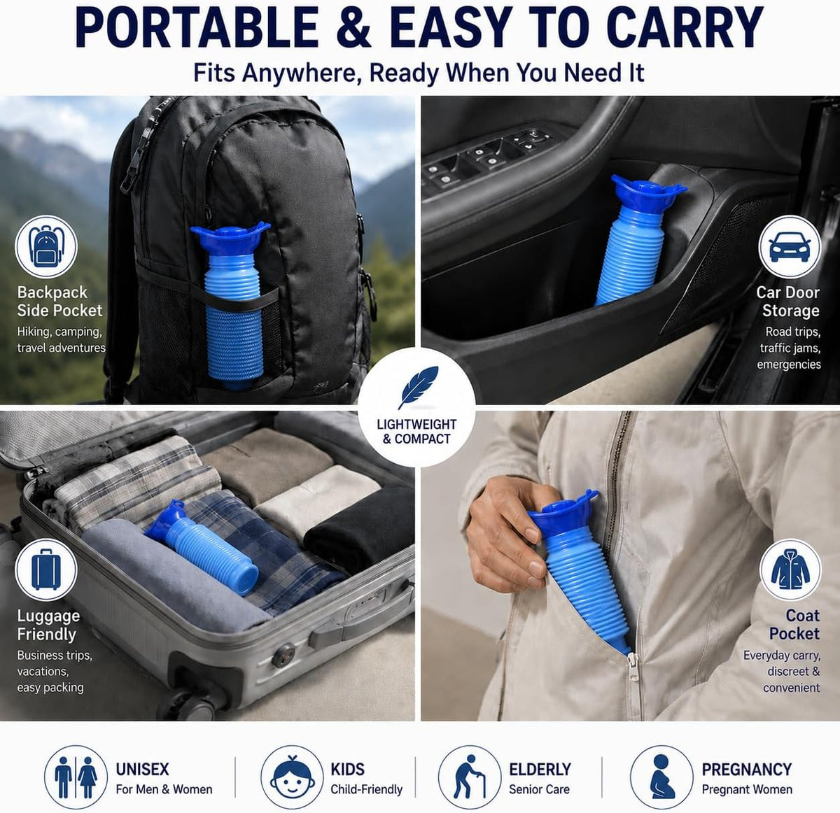 Unisex Portable Leakproof Foldable Emergency Urinal
