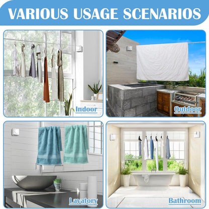 Retractable Clothesline Indoor, Non-Sagging Outdoor Clothes Line Retracting 15.7 Feet