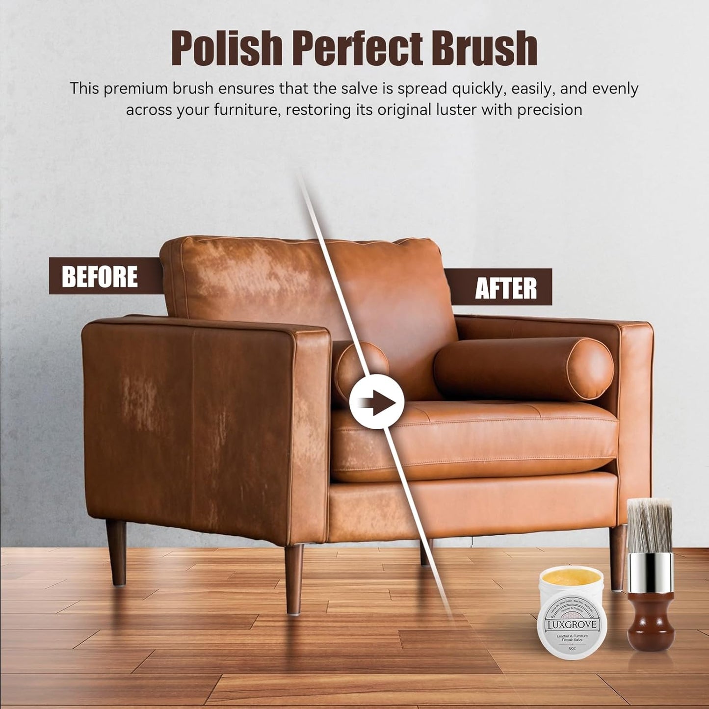 Leather & Furniture Repair Salve & Brush Set - Leather Cleaner and Conditioner for Furniture