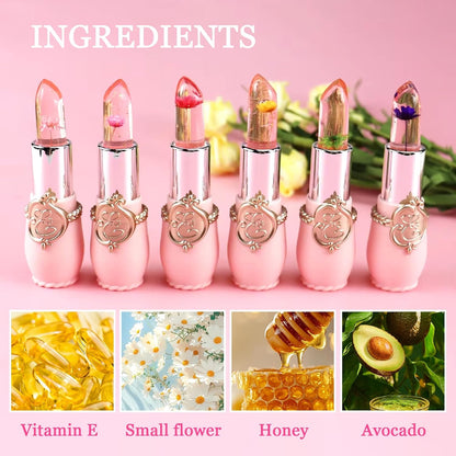 6PCS Crystal Flower Jelly Lipstick Set