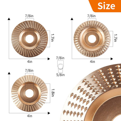 3pcs Wood Carving Disc Set Aperture Woodworking Grinding Disc Polishing Wheels