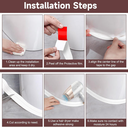 Caulk Tape Waterproof Self Adhesive, 2 Rolls Caulking Sealant Strip