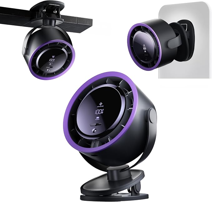 LED Rechargeable Strong Airflow Clip-on Fan for Car